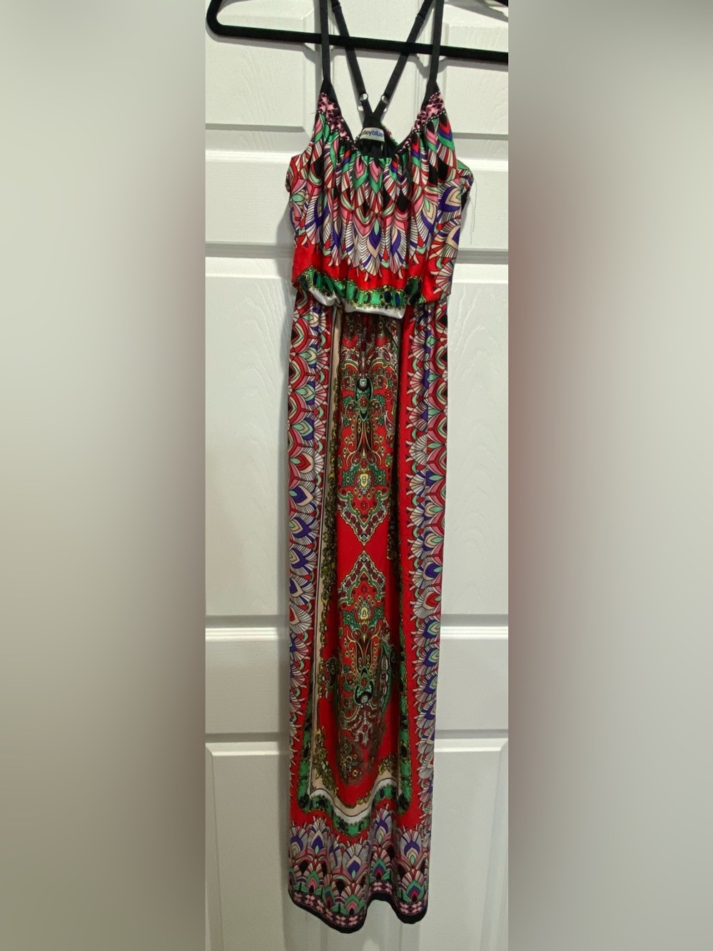 bailey blue Multicolor Printed Maxi Dress with Red Accent